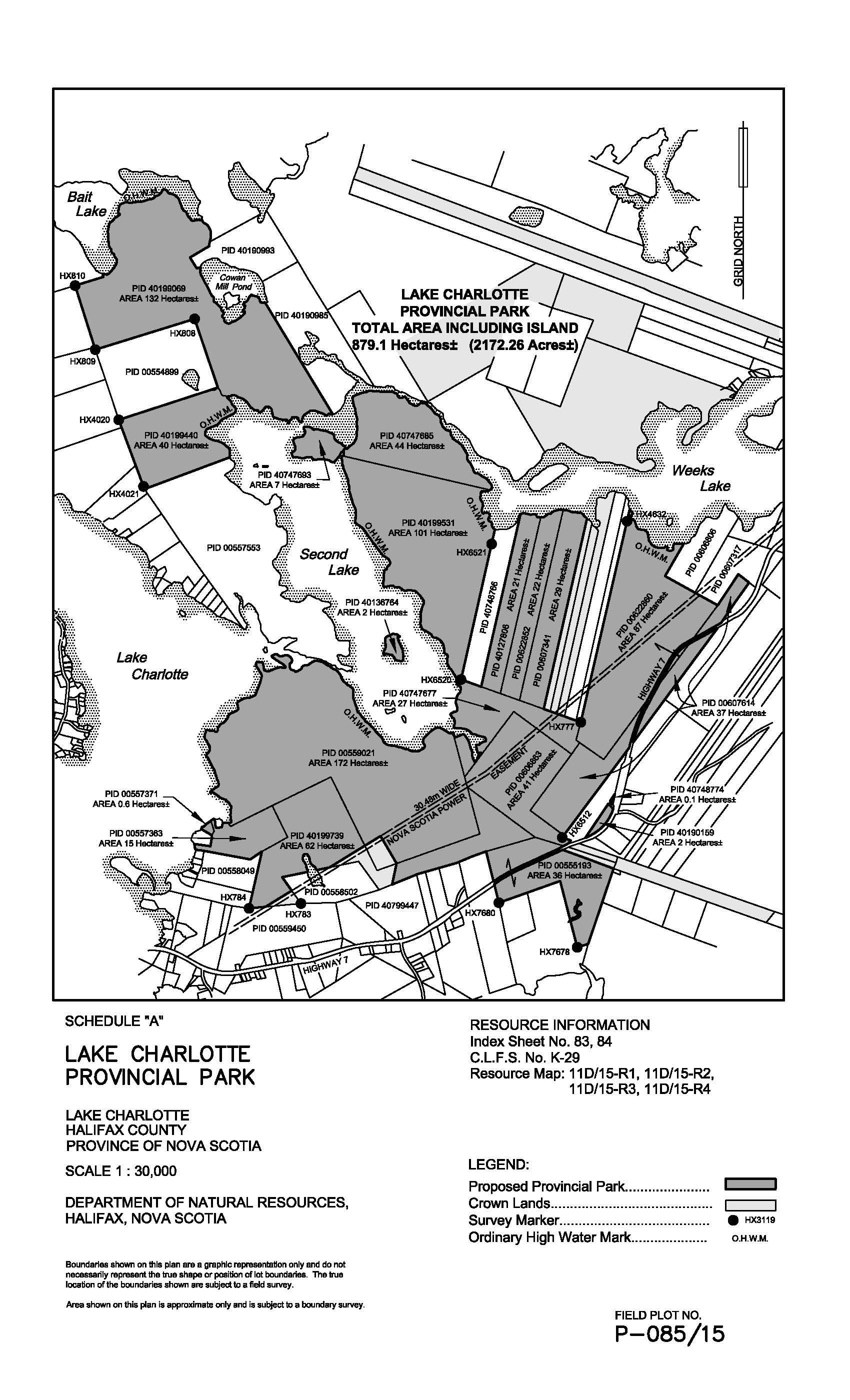 Approximate boundaries of Lake Charlotte Provincial Park Designation